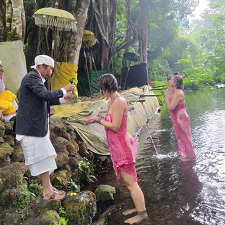 Water Blessing At Panca Tirta Sudamala Visit Banyumala Waterfall Munduk Bali.